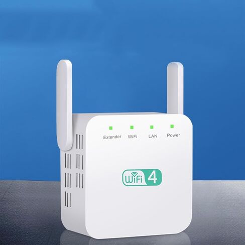 WiFi Extender Signal Booster, AC300Mbps Dual Band 2.4GHz, WiFi Booster with Ethernet Port up to 9880 Sq.ft for 50+ Devices, with 2 Antennas 360° Coverage-US Plug (White) in Saudi Arabia