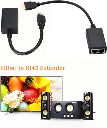 HDMI Extender 1080P HDMI Repeater HD HDMI Network Extender CAT5e CAT6 Ethernet Cables Support Laptop Network LAN, IR Extension Accessories in Saudi Arabia