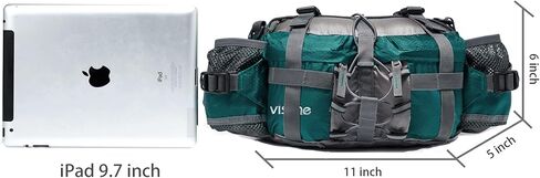 Outdoor Fanny Pack Hiking Camping Biking Waterproof Waist Pack 2 Water Bottle Holder Sports Bag for Women and Men Black in Saudi Arabia