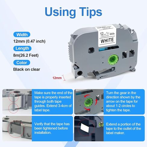 TZe-231 TZ-231 متوافق مع شريط الملصقات Brother P-Touch Tz Tape 12 مم 0.47 عبوات بيضاء مغلفة لصانع الملصقات PT-H110 PT-D210 PT-D400، أسود على أبيض، 1/2 بوصة × 26.2 قدم (12 مم × 8 م)، 3 عبوات in Kuwait