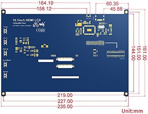 waveshare 10.1inch HDMI LCD Monitor Raspberry pi Resistive Touch Screen Display 1024 * 600 High Resolution for Raspberry Pi 2B/3B/3B+/4B(The Pi 1 Model B or Pi Zero Need HDMI Cable) in Saudi Arabia