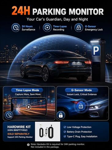 كاميرا داش كام أمامية وخلفية بدقة 4K+1080P، كاميرا Osmo Dashcam Pro مع رؤية ليلية STARVIS، كاميرا داش متعددة الفتحات للسيارات، نظام تحديد المواقع العالمي المدمج، مستشعر G وتسجيل حلقي، واي فاي 5.8 جيجا هرتز، مع بطاقة 64 جيجابايت، وضع انتظار 24 ساعة in Saudi Arabia