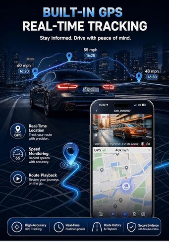 كاميرا داش كام أمامية وخلفية بدقة 4K+1080P، كاميرا Osmo Dashcam Pro مع رؤية ليلية STARVIS، كاميرا داش متعددة الفتحات للسيارات، نظام تحديد المواقع العالمي المدمج، مستشعر G وتسجيل حلقي، واي فاي 5.8 جيجا هرتز، مع بطاقة 64 جيجابايت، وضع انتظار 24 ساعة in Saudi Arabia