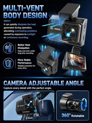 كاميرا داش كام أمامية وخلفية بدقة 4K+1080P، كاميرا Osmo Dashcam Pro مع رؤية ليلية STARVIS، كاميرا داش متعددة الفتحات للسيارات، نظام تحديد المواقع العالمي المدمج، مستشعر G وتسجيل حلقي، واي فاي 5.8 جيجا هرتز، مع بطاقة 64 جيجابايت، وضع انتظار 24 ساعة in Saudi Arabia