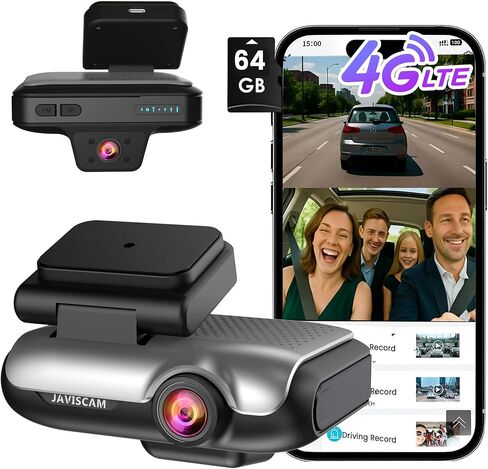 كاميرا مراقبة للسيارة 4G، كاميرا داش مزدوجة LTE مع بطاقة 64 جيجابايت، كاميرا سيارة أمامية وداخلية 2K، عرض مباشر عن بعد، نظام تحديد المواقع العالمي (GPS)، وضع ركن السيارة على مدار الساعة طوال أيام الأسبوع، رؤية ليلية بالأشعة تحت الحمراء، محادثة ثنائية الات in Kuwait
