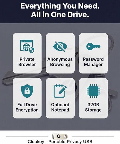 متصفح الويب المحمول Cloakey - محرك أقراص USB محمول مجهول للخصوصية مع متصفح مع مدير كلمات المرور in Kuwait