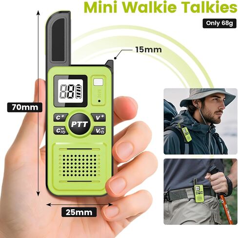 Long Range Walkie Talkies for Adults 3 Pack - 22 Channel Two-Way Radios with Earpiece, Rechargeable Mini Walkie Talkies, Clear Communication for Team Camping Hiking Use (Green) in Kuwait