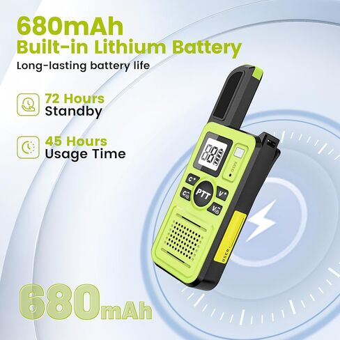 Long Range Walkie Talkies for Adults 3 Pack - 22 Channel Two-Way Radios with Earpiece, Rechargeable Mini Walkie Talkies, Clear Communication for Team Camping Hiking Use (Green) in Kuwait