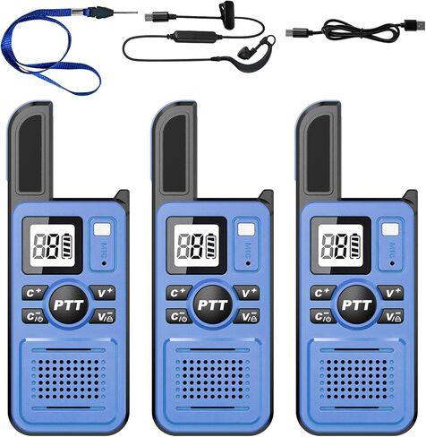 Long Range Walkie Talkies for Adults 3 Pack - 22 Channel Two-Way Radios with Earpiece, Rechargeable Mini Walkie Talkies, Clear Communication for Team Camping Hiking Use (Green) in Kuwait