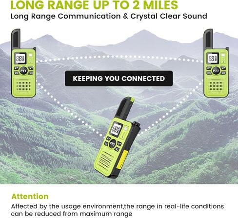 Long Range Walkie Talkies for Adults 3 Pack - 22 Channel Two-Way Radios with Earpiece, Rechargeable Mini Walkie Talkies, Clear Communication for Team Camping Hiking Use (Green) in Kuwait