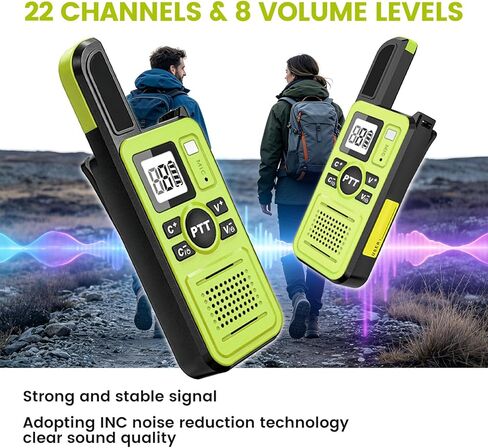 Long Range Walkie Talkies for Adults 3 Pack - 22 Channel Two-Way Radios with Earpiece, Rechargeable Mini Walkie Talkies, Clear Communication for Team Camping Hiking Use (Green) in Kuwait
