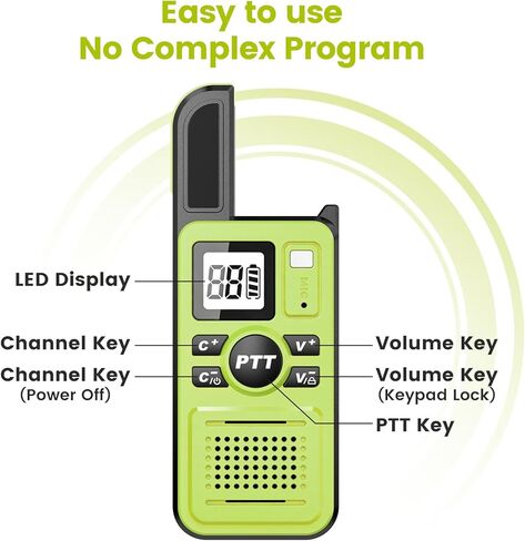 Long Range Walkie Talkies for Adults 3 Pack - 22 Channel Two-Way Radios with Earpiece, Rechargeable Mini Walkie Talkies, Clear Communication for Team Camping Hiking Use (Green) in Kuwait