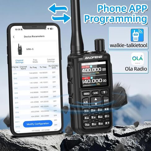 Baofeng Radio MINI-5 Ham Radio Handheld Long Range Two Way Radio Radio Rechargeable Walkie Talkies Dual PTT APP Programming Copy Frequency 999CH with USB-C Charging Survival Radio UV-5R MINI-B in Saudi Arabia