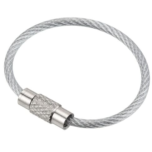 Generic 3.5 Inch Length Wire Keychain Cable, 5 Pack Stainless Steel Key Ring Loop, Silver in Saudi Arabia