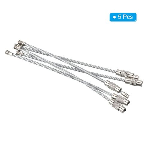 Generic 3.5 Inch Length Wire Keychain Cable, 5 Pack Stainless Steel Key Ring Loop, Silver in Saudi Arabia