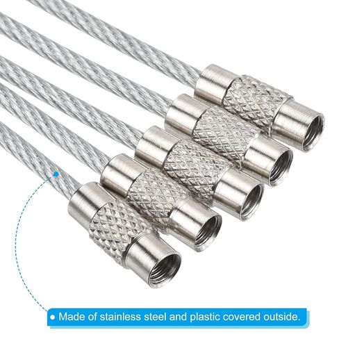Generic 3.5 Inch Length Wire Keychain Cable, 5 Pack Stainless Steel Key Ring Loop, Silver in Saudi Arabia