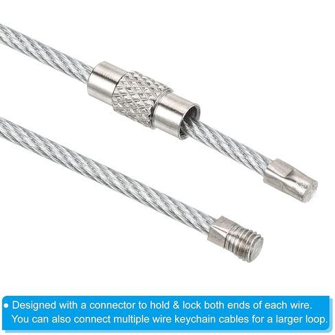 Generic 3.5 Inch Length Wire Keychain Cable, 5 Pack Stainless Steel Key Ring Loop, Silver in Saudi Arabia