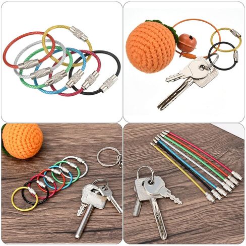 Generic 3.5 Inch Length Wire Keychain Cable, 5 Pack Stainless Steel Key Ring Loop, Silver in Saudi Arabia