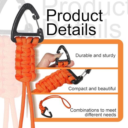 3 Pcs Paracord Lanyard with Triangle Carabiner Clip, Paracord Keychain Braided Lanyard, D-Ring Rope Keychain Strap Heavy Duty Hook for Keys, Backpack, Camping, Hiking Outdoor Gear in Saudi Arabia
