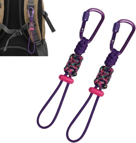 2-Pack Paracord Water Bottle Carrier, Locking Carabiner, Hands-Free Holder for Hiking Walking Backpack, Tactical Loop Fits Standard 16.9oz Plastic Bottles (Rainbow Purple) in Saudi Arabia