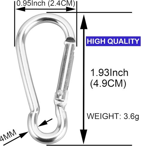 39 قطعة 1.9 بوصة حلقة تسلق Carabiner كليب D شكل الألومنيوم حلقة تسلق مشبك الربيع المفاجئة مفتاح سلسلة مشبك هوك للتخييم المشي لمسافات طويلة الصيد السفر، فضي in Saudi Arabia