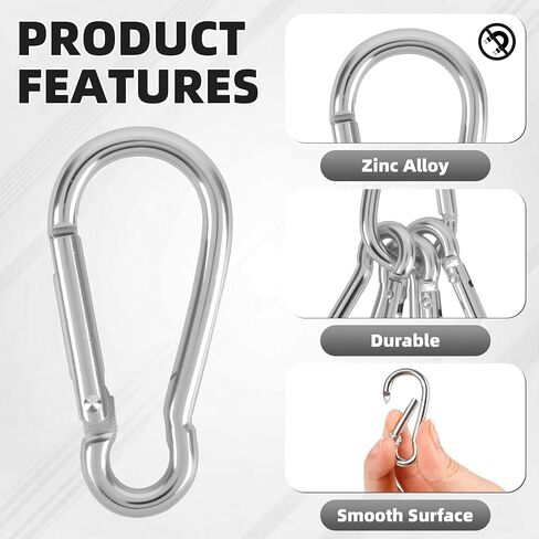 39 قطعة 1.9 بوصة حلقة تسلق Carabiner كليب D شكل الألومنيوم حلقة تسلق مشبك الربيع المفاجئة مفتاح سلسلة مشبك هوك للتخييم المشي لمسافات طويلة الصيد السفر، فضي in Saudi Arabia