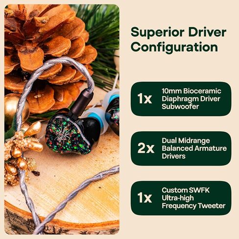 Linsoul Kiwi Ears Astral 1DD+6BA Hybrid in Ear Monitor, Wired Earbuds, HiFi Studio Recording &Mixing Earphone + Kiwi Ears Flex Earbud Tips, Replacement Silicone IEM Tips in Saudi Arabia