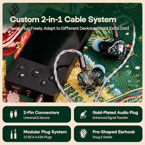 Linsoul Kiwi Ears Astral 1DD+6BA Hybrid in Ear Monitor, Wired Earbuds, HiFi Studio Recording &Mixing Earphone + Kiwi Ears Flex Earbud Tips, Replacement Silicone IEM Tips in Saudi Arabia
