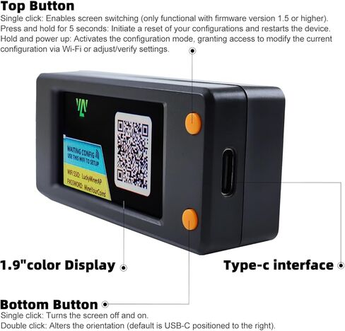 Bitcoin Miner LV02، 250KH/s، 1W منخفض الطاقة USB-C عامل تعدين التشفير مع شاشة 1.9 بوصة و2.4G WiFi، آلة تعدين اليانصيب المنفردة للاستخدام المنزلي والمبتدئين in Kuwait