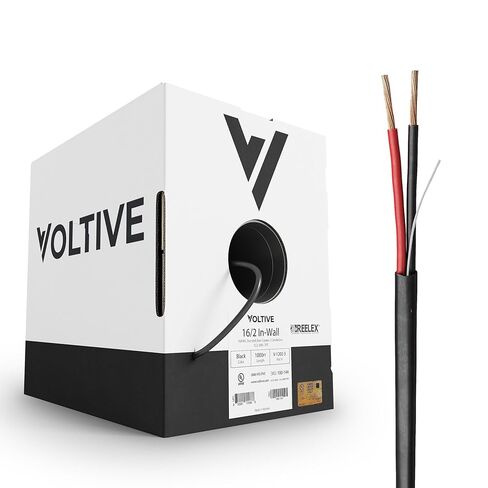 سلك مكبر صوت Voltive 16/2، داخل الحائط CL3، أسود، 1000 قدم - 16AWG، 2 موصلات، نحاس مجدول خالي من الأكسجين، مدرج في قائمة UL - V-1202-3 in Kuwait