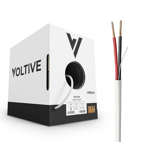 سلك مكبر صوت Voltive 16/2، داخل الحائط CL3، أسود، 1000 قدم - 16AWG، 2 موصلات، نحاس مجدول خالي من الأكسجين، مدرج في قائمة UL - V-1202-3 in Kuwait