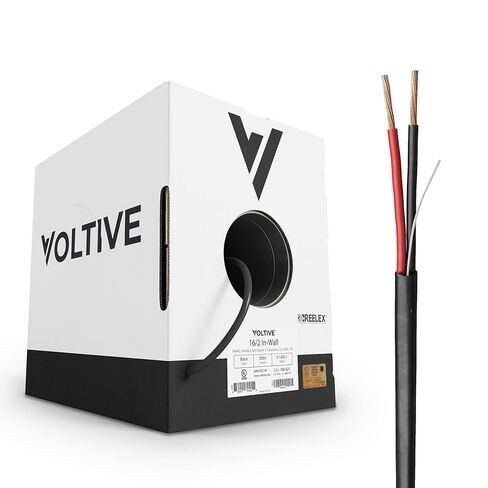 سلك مكبر صوت Voltive 16/2، داخل الحائط CL3، أسود، 1000 قدم - 16AWG، 2 موصلات، نحاس مجدول خالي من الأكسجين، مدرج في قائمة UL - V-1202-3 in Kuwait