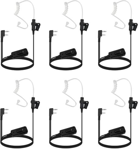 Retevis AI Active Noise Cancelling Two Way Radio Headset, Rechargeable, for RT22 RT21 RT68, Compatible with Pxton, Baofeng BF-888S, Kenwood Walkie Talkie, Walkie Talkie Earpiece with Mic(6 Pack) in Saudi Arabia