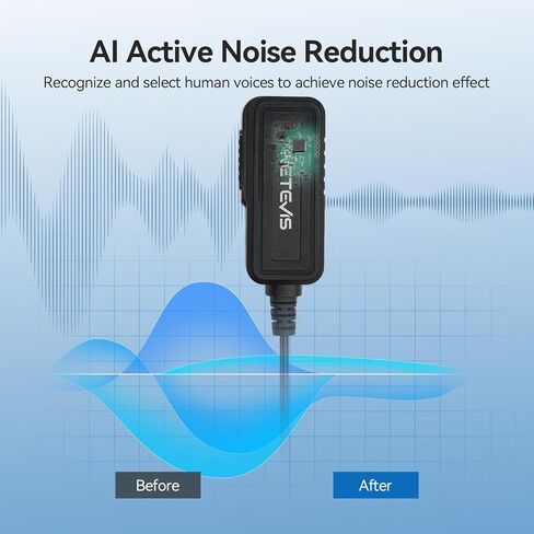 Retevis AI Active Noise Cancelling Two Way Radio Headset, Rechargeable, for RT22 RT21 RT68, Compatible with Pxton, Baofeng BF-888S, Kenwood Walkie Talkie, Walkie Talkie Earpiece with Mic(6 Pack) in Saudi Arabia