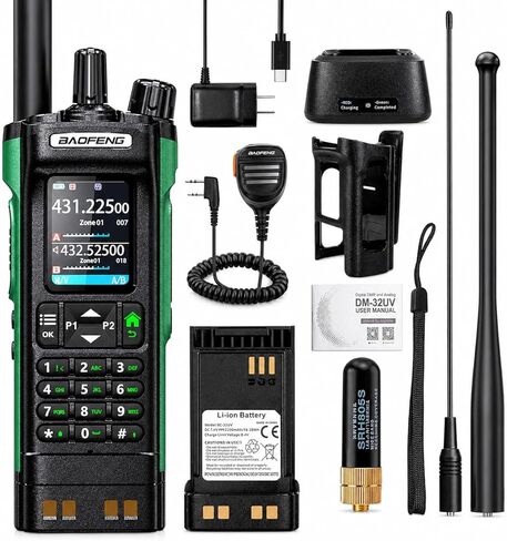 راديو BAOFENG DM-32UV DMR Ham، GPS APRS UHF VHF ثنائي النطاق 10 وات تناظري رقمي طويل المدى راديو ثنائي الاتجاه، USB-C قابل لإعادة الشحن مع التشفير، NOAA، إنذار للطوارئ، طقم ميكروفون مكبر الصوت in Saudi Arabia