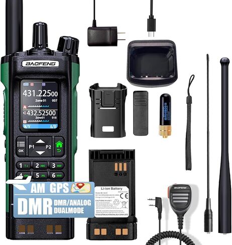 راديو BAOFENG DM-32UV DMR Ham، GPS APRS UHF VHF ثنائي النطاق 10 وات تناظري رقمي طويل المدى راديو ثنائي الاتجاه، USB-C قابل لإعادة الشحن مع التشفير، NOAA، إنذار للطوارئ، طقم ميكروفون مكبر الصوت in Saudi Arabia