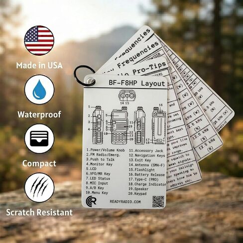 البطاقة المرجعية Baofeng BF-F8HP - دليل تردد مقاوم للماء بقدرة 8 وات لـ HAM وGMRS وFRS وMURS واتصالات الطوارئ | NOAA الطقس، خطة PACE، نغمات CTCSS/DCS | مرجع حقل Prepper EMCOMM | راديو جاهز in Kuwait