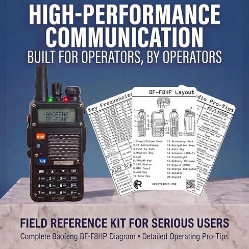 البطاقة المرجعية Baofeng BF-F8HP - دليل تردد مقاوم للماء بقدرة 8 وات لـ HAM وGMRS وFRS وMURS واتصالات الطوارئ | NOAA الطقس، خطة PACE، نغمات CTCSS/DCS | مرجع حقل Prepper EMCOMM | راديو جاهز in Kuwait