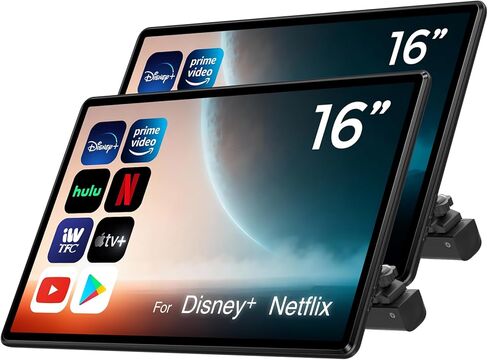 16 inch Android 13 Car Headrest Monitor Screen Car TV Entertainment System for Cars Backseat,Support Phone Wireless Mirroring Sync Screen WiFi HDMI Bluetooth USB SD Video Player (4G+64G (2*pcs)) in Saudi Arabia