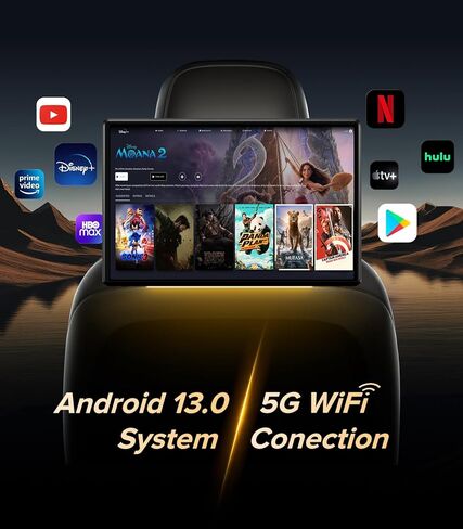 16 inch Android 13 Car Headrest Monitor Screen Car TV Entertainment System for Cars Backseat,Support Phone Wireless Mirroring Sync Screen WiFi HDMI Bluetooth USB SD Video Player (4G+64G (2*pcs)) in Saudi Arabia
