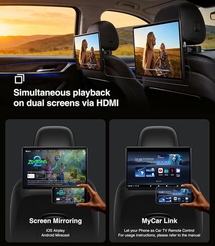 16 inch Android 13 Car Headrest Monitor Screen Car TV Entertainment System for Cars Backseat,Support Phone Wireless Mirroring Sync Screen WiFi HDMI Bluetooth USB SD Video Player (4G+64G (2*pcs)) in Saudi Arabia