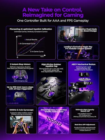 leadjoy Xeno Plus Wireless Game Controller, TMR Joysticks, Hall Effect & Tactile Dual Triggers Gaming Controller, Smart Charging Dock, 4 Back Paddles, 1000Hz Polling Rate, for Nintendo Switch/Switch 2, PC, Android & iOS in Saudi Arabia