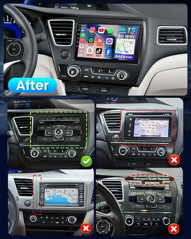 راديو سيارة Honda Civic 2013-2015، [4Core 64GB ROM] 9 بوصة IPS شاشة لمس ستيريو تدعم Carplay Android Auto، بلوتوث GPS راديو FM، كاميرا احتياطية مجانية (الإصدار الأمريكي فقط) in Saudi Arabia