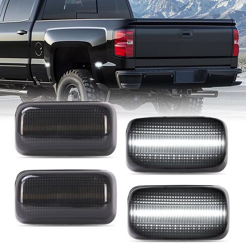 HECASA 4PCS LED Fender Side Marker Lights متوافقة مع 2015-2023 Chevy Chevrolet Silverado/GMC Sierra 2500HD 3500HD عجلات خلفية مزدوجة مصباح الجانب الخلفي الجانبي الأيسر واليمين in Saudi Arabia
