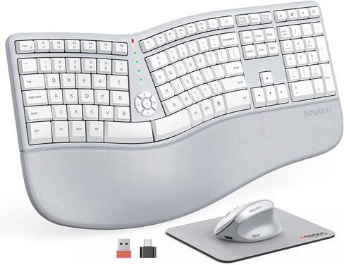 MEETION Ergonomic Wireless Keyboard and Mouse, Ergo Keyboard with Vertical Mouse, Split Curved Keyboard with Wrist Rest, Natural Typing Rechargeable Full Size in Saudi Arabia