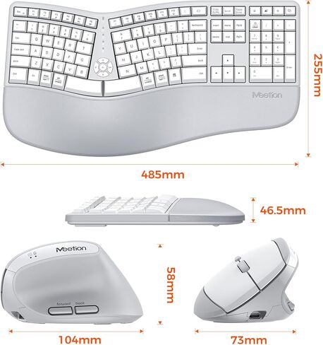 MEETION Ergonomic Wireless Keyboard and Mouse, Ergo Keyboard with Vertical Mouse, Split Curved Keyboard with Wrist Rest, Natural Typing Rechargeable Full Size in Saudi Arabia
