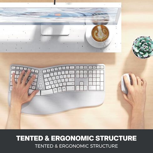 MEETION Ergonomic Wireless Keyboard and Mouse, Ergo Keyboard with Vertical Mouse, Split Curved Keyboard with Wrist Rest, Natural Typing Rechargeable Full Size in Saudi Arabia