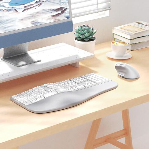 MEETION Ergonomic Wireless Keyboard and Mouse, Ergo Keyboard with Vertical Mouse, Split Curved Keyboard with Wrist Rest, Natural Typing Rechargeable Full Size in Saudi Arabia