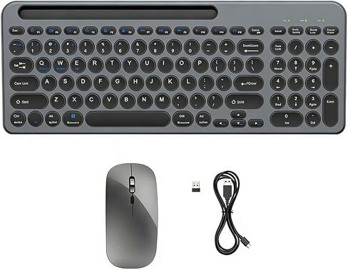 Wireless Keyboard and Mouse Combo Rechargeable, Multi-Device Bluetooth Keyboard with Numeric Keypad, Silent Typing, One-Click Switch for Laptop PC Mac iPad Tablet, Type-C Charging in Saudi Arabia