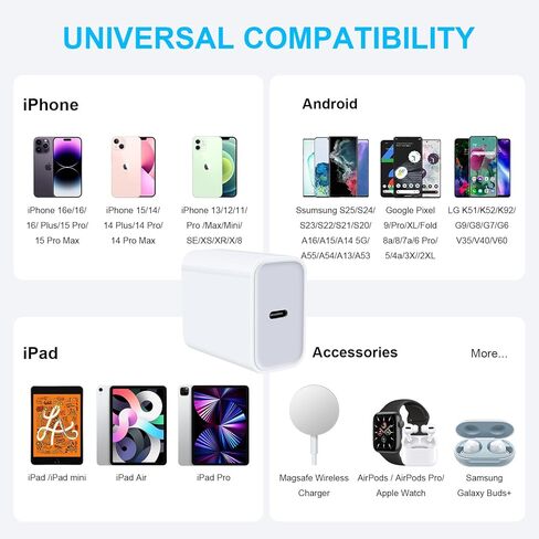 كتلة شاحن سريع iPhone 17e 16e، 2 حزمة محول طاقة USB C بقدرة 20 واط من النوع C شاحن جداري لهاتف iPhone 17/17 Pro/17 Pro Max/Air/16/16 Pro/16 Pro Max/16 Plus/15/14/13/12/11/Pro/Max/SE/XR/XS، Pixel 10a 9 Pro in Saudi Arabia